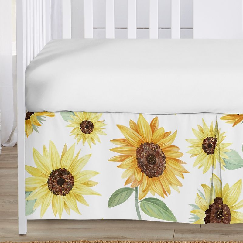 Sweet Jojo Designs Girl Baby Crib Bed Skirt Sunflower Yellow Brown and Green, 4 of 5