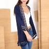Anna-Kaci Swim Women's Boho Tassel Duster with Unique Embroidery and 3/4 Sleeves - One Size Fits Most, Navy - 2 of 4