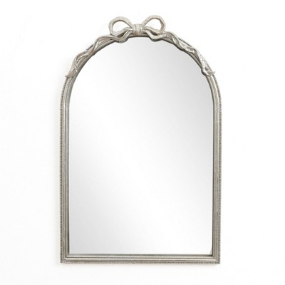 LuxenHome Ribbon Resin Frame Arch Rectangle Accent Wall Mirror Silver