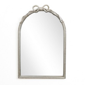 LuxenHome Ribbon Resin Frame Arch Rectangle Accent Wall Mirror Silver - 1 of 4