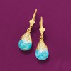 Ross-Simons Floating Turquoise Drop Earrings in 14kt Yellow Gold - 3 of 4