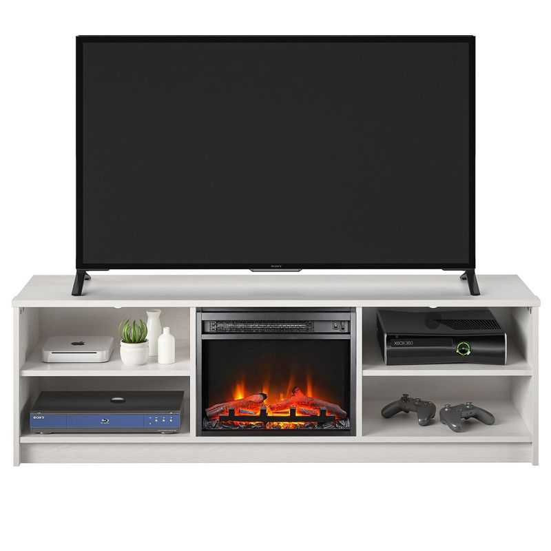 Ameriwood Home Noble 65" TV Stand with Electric Fireplace Insert and 4 Shelves, 4 of 5