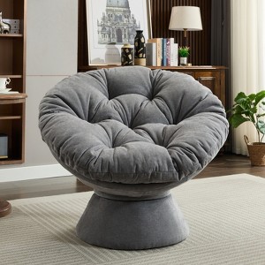 FONTOI Oversized Swivel Accent Chair, Swivel Barrel Chair, Upholstered Wingback Chair for Bedroom Living Room, Dark Gray, 33"*31.5"*37" - 1 of 4