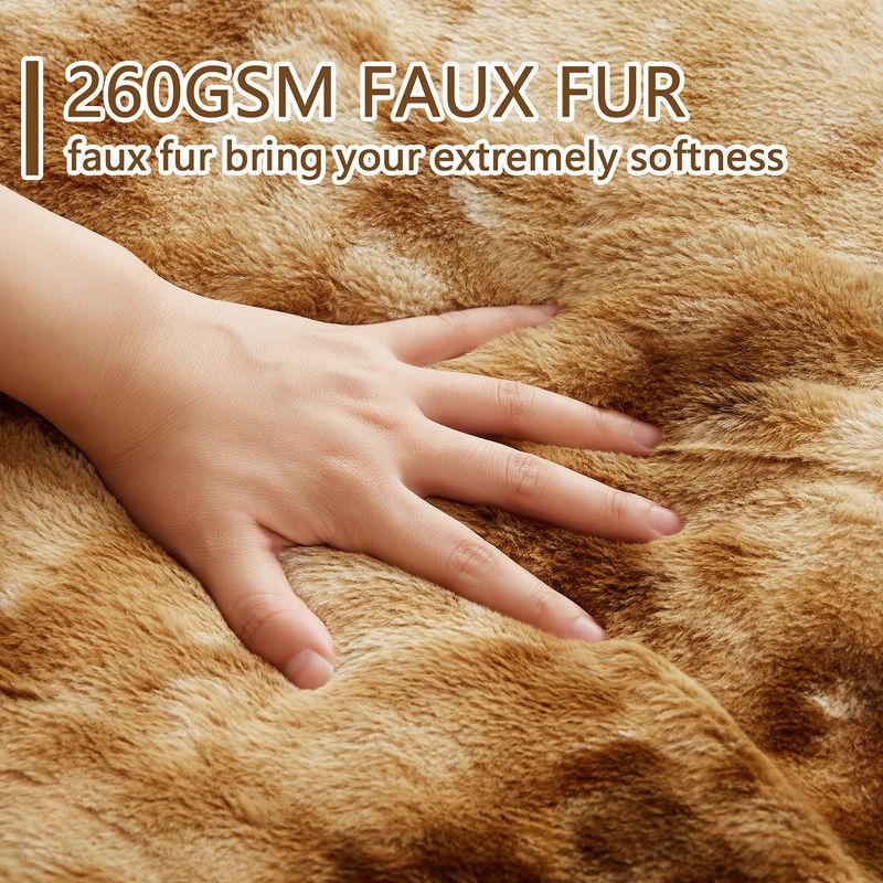 Faux Fur Fleece Throw Blanket for Couch - Thick and Warm Blanket for Winter, 50"x60", 4 of 8