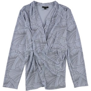 Alfani Womens Printed Draped V-Neck Pullover Blouse - 1 of 2