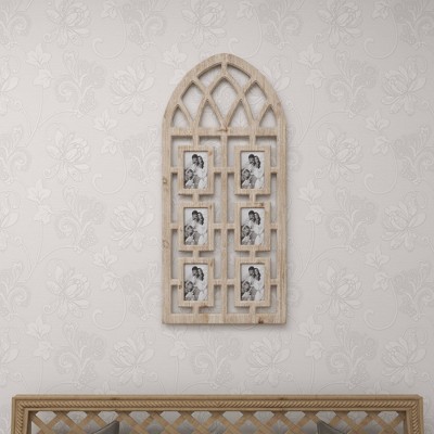 Whitewashed Vintage Cathedral Arch Wood Photo Frame 19" x 41"