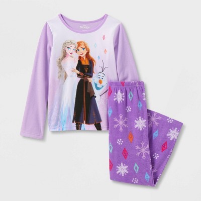 Girls' Frozen 2pc Fleece Pajama Set - Purple