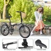 Gulches 20 inch folding bike for adults steel frame 6 speed city commuter dual V brake with basket phone holder fenders Black - 3 of 4