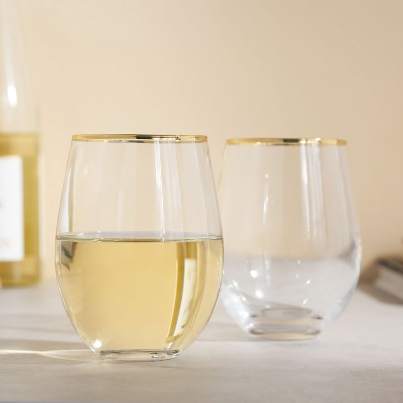 Twine Gilded Wine Glasses, Gold Rimmed, Set of 2, 3 of 13
