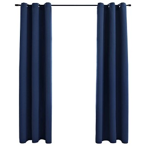 vidaXL Blackout Curtains with Rings 2 pcs Navy Blue 37"x95" Fabric - 1 of 1