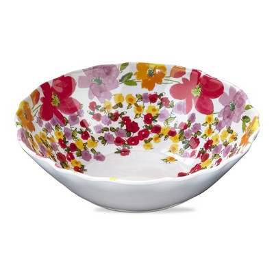TAG 12"x12" Springtime Bright Flower Melamine Serveware Dinner Bowl Dishwasher Safe Indoor Outdoor Multicolored