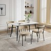 Dining Chairs Set of 2, Mid-Century Upholstered Dining Room Chairs, Round Boucle Dining Chairs with Backrest & Adjustable Legs - 2 of 4