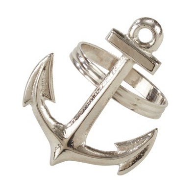 Saro Lifestyle Anchor Design Napkin Rings (Set of 4) Silver