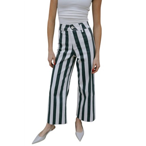 Women's Stripe Stretch Pants - MIOU MUSE - image 1 of 3