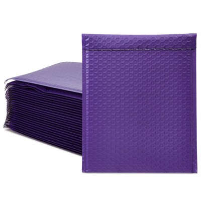 Stockroom Plus 25 Pack Purple Poly Bubble Mailers, Self-Adhesive Padded Envelopes (8.5 x 12 In)