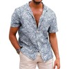 COOFANDY Men's Hawaiian Floral Shirts Cotton Linen Button Down Tropical Holiday Beach Shirts - 4 of 4
