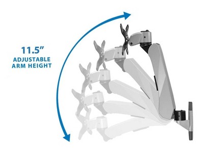 Silver Adjustable Full Motion Monitor Wall Mount for 32" Screens