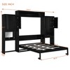 TIRAMISUBEST Queen Size Murphy Bed with Desk and Vanity, All-in-One Design Folding Bed Frame with Storage Cabinets - 3 of 4