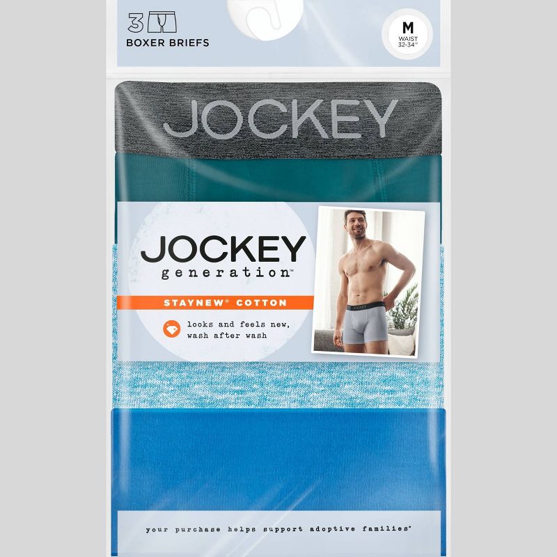 Jockey Generation™ Men's Stay New® Cotton Boxer Briefs 3pk - Blue/Blue Heather/Magnolia Leaves, 5 of 7