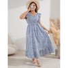 Womens Plus Size Casual Sleeveless Maxi Dress Ruffle Sleeve A Line Swing Summer Maxi Dress with Pockets - 4 of 4