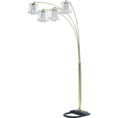 VYNXARIA 84"Elegant Black 4-Head Crystal-Inspired Arch Floor Lamp for Stylish Ambient Lighting in Modern Living Spaces