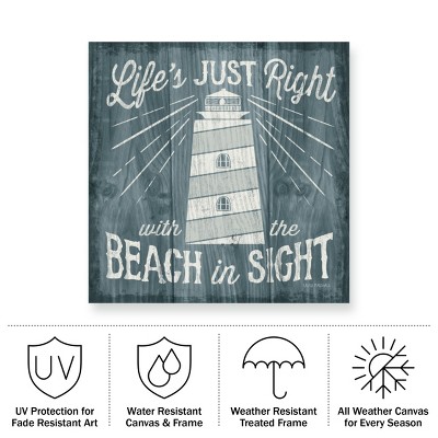 Laura Marshall Light Blue and White Outdoor Canvas Print 24x24