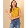 INSPIRE CHIC Women's Short Sleeve Vintage Polka Dots Button Up Blouse - 3 of 4