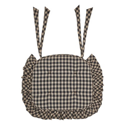 Black Check Ruffled Chair Pad 16.5x18 VHC