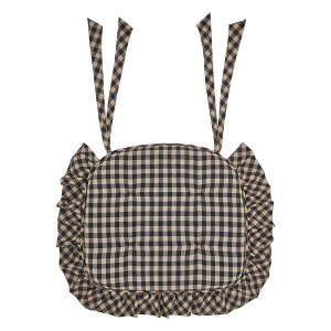 Black Check Ruffled Chair Pad 16.5x18 VHC - 1 of 4