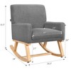 Costway Mid Century Rocking Chair Upholstered Armchair w/ Lumbar Support BeigeGray - image 3 of 4