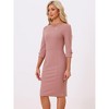 INSPIRE CHIC Women's 3/4 Sleeve Split Neck Wear to Work Business Sheath Dresses - 4 of 4