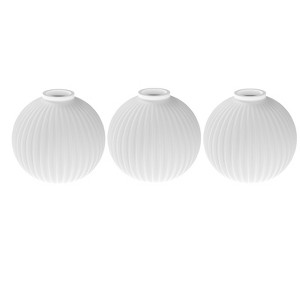 DORESshop 3pk Milk White Globe Glass Lamp Shades with Stripe Texture – 6.3" x 5.5" – Round Replacement Light Covers for Ceiling or Pendant Fixtures - 1 of 4
