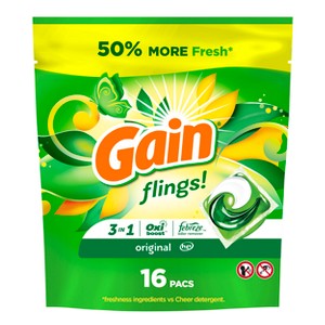 Gain Flings Original Scent HE Compatible Laundry Detergent Soap Pacs - 1 of 4