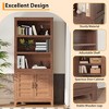 Coucheta 71 Inch Tall Bookcase, 5 Tier Bookshelf with Doors & Adjustable Shelf, Wooden Dispaly Cabinet, Accent Furniture for Apartments, Brown - 4 of 4
