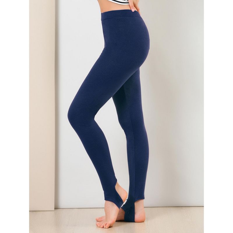 Allegra K Women's Elastic Waistband Soft Gym Yoga Cotton Stirrup Pants Leggings, 4 of 6