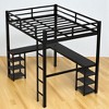 Full Metal Loft Bed Frame with L-Shaped Desk and Storage Shelves, Space-Saving Loft Bed with Ladder and Guardrails,kids bed - 3 of 4