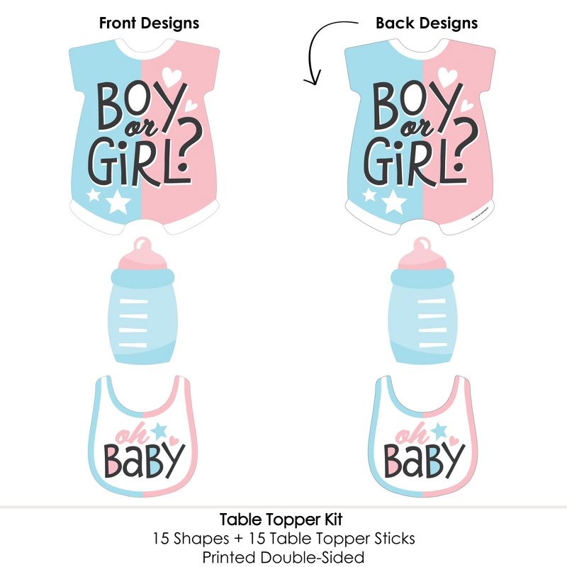 Big Dot of Happiness Baby Gender Reveal - Team Boy or Girl Party Centerpiece Sticks - Table Toppers - Set of 15, 5 of 8