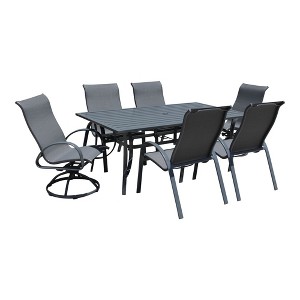 Courtyard Casual Santa Fe 7 pc Mixed 72" Rectangle Dining Set Sling  Includes one Rectangle Table and two Swivel Rockers and four Sling Chairs - 1 of 4