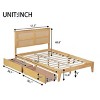 Platform Bed King Frame With Rattan Headboard, Platform Bed Storage With 2 Drawers, Wood Bed With Enhanced Support Salts And Feet-Cuddlewood - 4 of 4