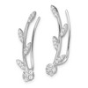 Black Bow Jewelry 6 x 27mm Rhodium-Plated Sterling Silver CZ Flower Ear Climber Earrings - 2 of 4