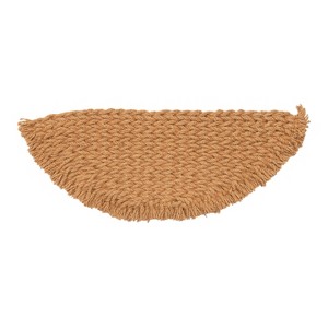 Storied Home Woven Natural Coir Half Round Doormat with Fringe - 1 of 3