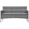 vidaXL 3-Seater Patio Sofa with Cushions Gray Poly Rattan - 2 of 4