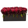 Nearly Natural Dozen Artificial Roses in Ceramic Rectangular Planter, Burgundy - 4 of 4