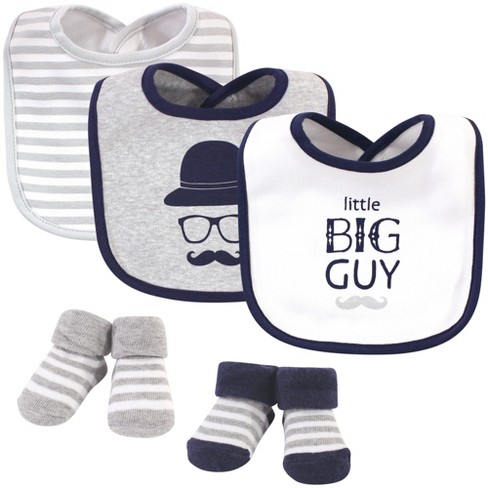 Hudson Baby Infant Boy Cotton Bib And Sock Set 5pk, Little Big Guy, One ...