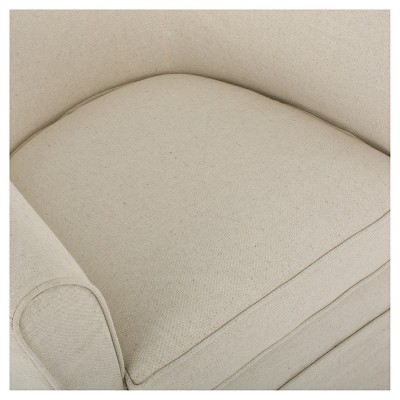 Natural Fabric Barrel Swivel Club Chair with Metal Base
