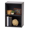 IRIS 2 Tier Open Cubby Shelf Small Sturdy Wood Storage Bookshelf Cabinet Black - 2 of 4