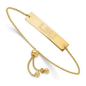Black Bow Jewelry 14k Yellow Gold Plated Sterling Silver Louisiana State Fighting Tigers NCAA ID Bracelet 9 Inch - 1 of 3