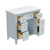 NicBex 36" Bathroom Storage Cabinet with Sink, Freestanding Bathroom Vanity, 6 Drawers and 1 Cabinet for Bathroom, Light Blue - 2 of 4