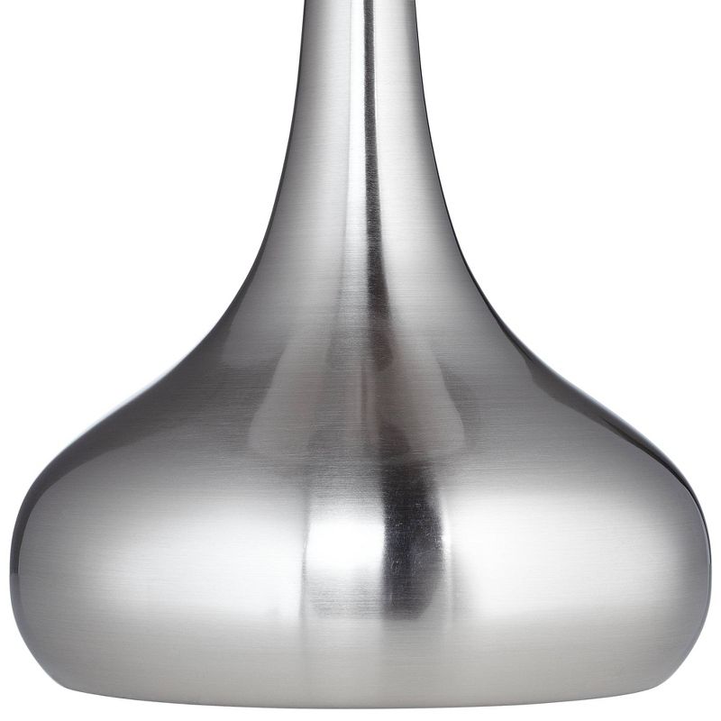360 Lighting Modern Table Lamps 24.5" High Set of 2 Brushed Steel Droplet White Cylinder Shade for Living Room Family Bedroom Bedside Office, 3 of 7