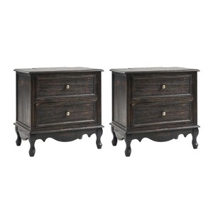 Set of 2 Galatea Traditional 24" Tall 2 - Drawer Nightstand with Two Drawers and Charging Station | KARAT HOME - 1 of 4
